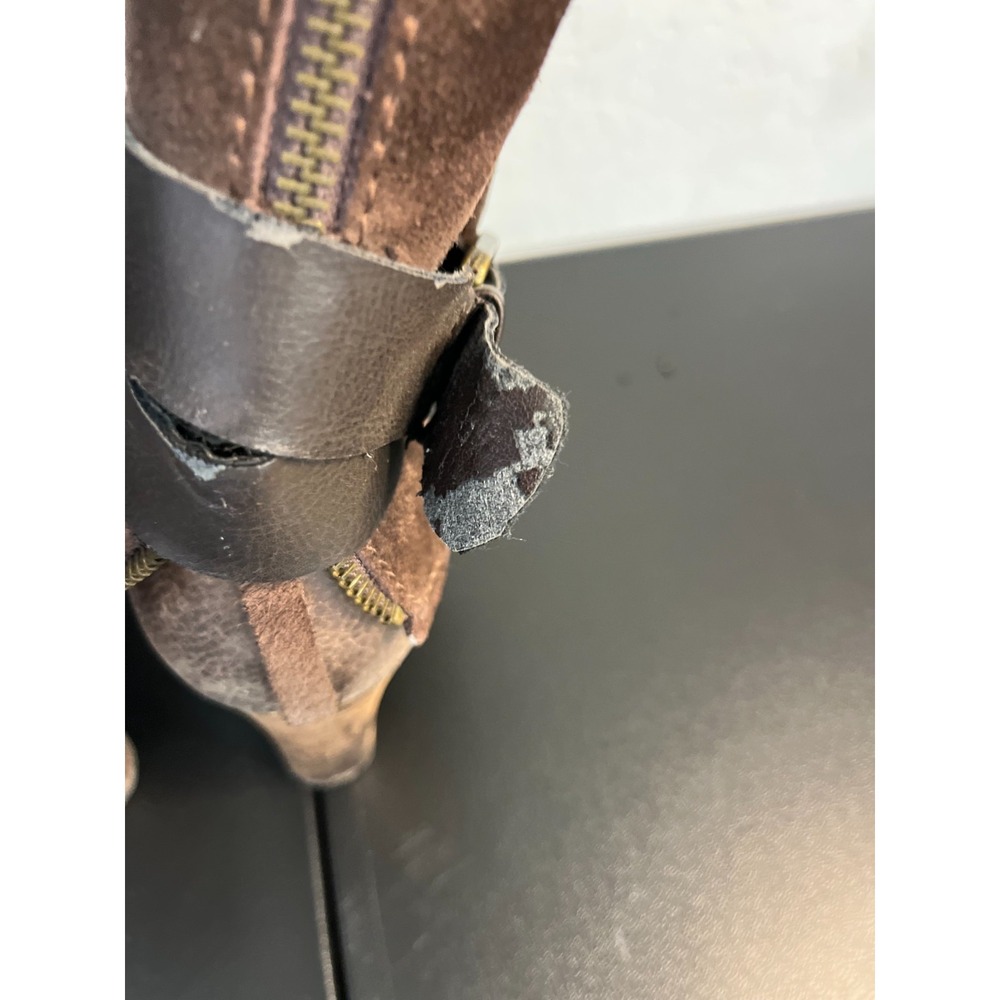 Nine West Natica Brown Leather Suede Buckle Detail Heel Bootie Size 9M - Picture 8 of 11